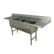 Advance Tabco FC-3-1515-15RL-X 75" Three Compartment Sink, 15"W x 15"L Bowl With 2 Drainboards 1 image