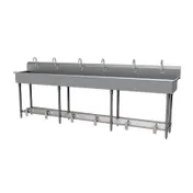 Advance Tabco FC-FM-120FV 120" Freestanding Multi-Station Hand Sink without Faucet w/Foot Valves 1 image