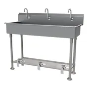 Advance Tabco FC-FM-60FV 60" Freestanding Multi-Station Hand Sink without Faucet - Knee Valves/16 g 1 image