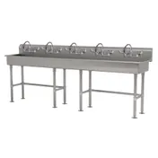 Advance Tabco FS-FM-100-ADA-F 100" Freestanding Multi-Station Hand Sink w/Wrist Faucet - 14 gauge 1 image