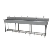 Advance Tabco FS-FM-120FV 120" Freestanding Multi-Station Hand Sink without Faucet-Foot Valves/14 g 1 image