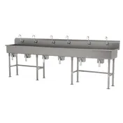 Advance Tabco FS-FM-120KV 120" Freestanding Multi-Station Hand Sink without Faucet-Knee Valves/14 g 1 image