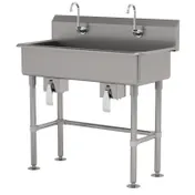 Advance Tabco FS-FM-40KV 40" Freestanding Multi-Station Hand Sink without Faucet-Knee Valves/14 g 1 image