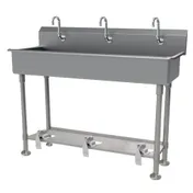 Advance Tabco FS-FM-60FV 60" Freestanding Multi-Station Hand Sink without Faucet-Foot Valves/14 g 1 image