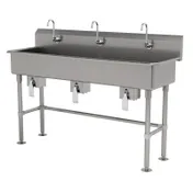 Advance Tabco FS-FM-60KV 60" Freestanding Multi-Station Hand Sink without Faucet-Knee Valves/14 g 1 image