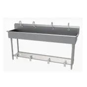Advance Tabco FS-FM-80FV 80" Freestanding Multi-Station Hand Sink without Faucet-Foot Valves/14 g 1 image