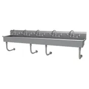 Advance Tabco FS-WM-100-ADA-F 100" Wall Mounted Multi-Station Hand Sink w/ Wrist Faucet - 14 gauge 1 image