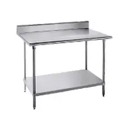 Advance Tabco KSS-244 48" Open Base Work Table with Undershelf, 5" Backsplash / 14 Gauge Top 1 image