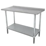 Advance Tabco SFLAG-304-X 48" Open Base Work Table with Undershelf, 1-1/2" Backsplash / Flyer 1 image