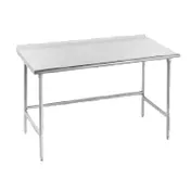 Advance Tabco TFSS-244 48" Open Base Work Table w/ Side & Rear Crossrails, 1-1/2" Backsplash - 14 Ga 1 image