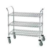 Advance Tabco WUC-1836R-X Chrome 3 Shelf Wire Utility Cart w/ Rubber Casters - 36" x 18" 1 image