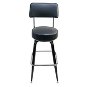 AAA Furniture Wholesale 104-24 BACK Bar Stool, 24" Height, Upholstered Seat & Back, Black Metal Frame Vinyl 1 image