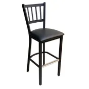 AAA Furniture Wholesale 309BS BVS-BLK Bar Stool - Slat Back, Upholstered Seat, Black Frame, Vinyl Footrest 1 image