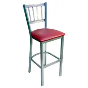 AAA Furniture Wholesale 309BS GR4-SLV BarStool, Slat Back, UpholsteredSeat, Silver Frame Footrest COM/Grade4 UPH 1 image