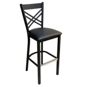 AAA Furniture Wholesale 310BS BVS Bar Stool - Black Vinyl Seat, Criss-Cross Metal Back, Matte Frame, Fast Ship 1 image