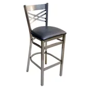 AAA Furniture Wholesale 310BS/CLEAR COAT BVS Barstool - Metal Criss-Cross Black Vinyl Back Upholstered Armless 1 image