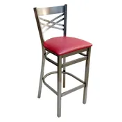 AAA Furniture 310BS/CLEAR COAT GR4 Barstool - Criss Cross Back, Upholstered Seat, Grade 4 Vinyl, Metal Frame 1 image