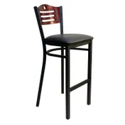 AAA Furniture Wholesale 315A-BS BVS Bar Stool - Wood Cutout Back, Vinyl Seat, Black Metal Frame, Ship 1 image