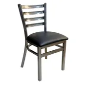 AAA Furniture Wholesale 316/CLEAR COAT BVS Indoor Side Chair with Ladder Back and Upholstered Seat, Black 1 image