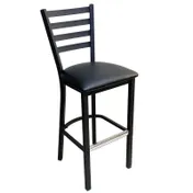 AAA Furniture Wholesale 316BS BVS - Black Metal Frame Bar Stool, Ladder Back, Upholstered Vinyl Seat, Ship 1 image