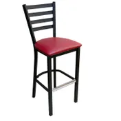 AAA Furniture Wholesale 316BS GR4 Bar Stool, Ladder Back, Upholstered Seat, Matte Black Metal Frame, Grade 4 1 image