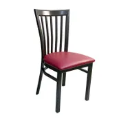 AAA Furniture Wholesale 327 GR4 Side Chair, 5-Slat Metal Back, Upholstered Seat, Dark Brown Finish 1 image