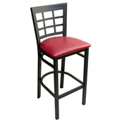 AAA Furniture Wholesale 328BS GR5 Bar Stool - Black Matte Metal Frame, Upholstered, Window Pane Back, Grade 5 1 image