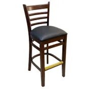 AAA Furniture Wholesale 411A-BS BVS Bar Stool - Flared Ladder Back, Black Vinyl Seat, Frame, Gold Foot Cover 1 image