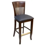 AAA Furniture Wholesale 537BS GR4 Bar Stool - 7-Slat Wood Back, Upholstered Seat, Gold Footrest, Grade 4 1 image