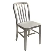 AAA Furniture Wholesale 801 Aluminum Outdoor Side Chair with Slat Back, Brushed Finish, Quick Ship 1 image