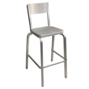 AAA Furniture Wholesale 804BS Aluminum Outdoor Bar Stool with Metal Back & Seat, Brushed Finish, Footrest 1 image