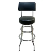 AAA Furniture Wholesale DRB/BACK Bar Stool - Upholstered Back & Seat, Chrome Frame, Double Footring, AAA Vinyl 1 image