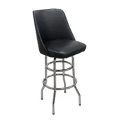 AAA Furniture Wholesale DRB/BUCKET Bar Stool - Black Vinyl Bucket Seat, Chrome Frame, Round Footring, Fast Ship 1 image