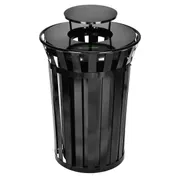 Alpine Industries ALP479-38-1 Trash Can, 38-Gallon, 43" H, 26" D, Black with Rain Bonnet Lid 1 image