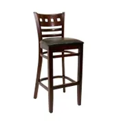 ATS 563-BS Bar Stool, Ladder Back, Upholstered Seat, Beech Wood Frame, Square Cut-Outs, Footrest 1 image