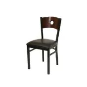 American Tables & Seating 77A Indoor Side Chair with Wood Back and Upholstered Seat, Metal Frame 1 image