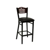ATS 77B-BS Black Powder Coated Wood Back and Metal Bar Stool with Upholstered Seat, Welded Square Tubing, Footrest 1 image