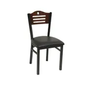 American Tables & Seating 77B Indoor Side Chair with Wood Back and Upholstered Seat, Metal Frame 1 image