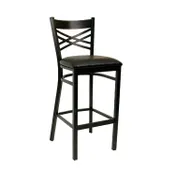 ATS 78-BS Bar Stool, Crisscross Back, Upholstered Seat, Welded Metal Tubing, Black Powder Coat Finish 1 image