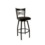 ATS 78-BSS Swivel Bar Stool, Crisscross Back, Upholstered Seat, Textured Black Powder Coat, Welded Metal Frame 1 image