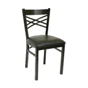 American Tables & Seating 78 BVS Indoor Side Chair with Crisscross Back and Upholstered Seat, Metal Frame 1 image