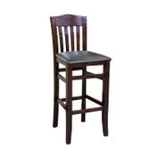 ATS 830-BS Bar Stool, Slat Back, Upholstered Seat, Beech Wood Frame, Footrest 1 image