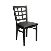 American Tables & Seating 85 BVS Metal Indoor Side Chair w/ 9 Grid Back and Upholstered Seat 1 image