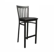 ATS 87-BS Bar Stool, Slat Back, Upholstered Seat, Welded Metal Tubing, Black Powder Coat Finish 1 image