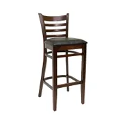 ATS 880-BS Bar Stool, Flared Ladder Back, Upholstered Seat, Beech Wood Frame 1 image