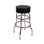 ATS SR-2 BV Backless Swivel Bar Stool, Round Upholstered Seat, Black Vinyl, Chrome Finish, Double Ring Base 1 image