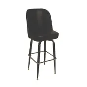 ATS SR-4J BV UNATTACHED Swivel Bar Stool, Upholstered Unattached Bucket Seat, 18H, Black Vinyl, Cross-Over Base, Footrest, Enamel Finish 1 image