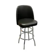 ATS SR-5J BV UNATTACHED Swivel Bar Stool, Upholstered Unattached Bucket Seat, 18H, Double Ring Base, 1" Chrome Plated Steel, Black Vinyl 1 image