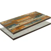 ATS ATP3060-BL/Y 30" x 60" Reversible Laminate Restaurant Table Top, Rectangular, Double Laminate with 2" Composite Vinyl Drop Edge, Light Blue Wood Grain/Yangon Color Planks Style Finish 1 image