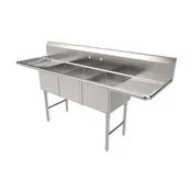 American Tables & Seating MET-SE-16203D18 84" Three Compartment Sink, 16"Wx20"L Bowl-2 Drainboards 1 image